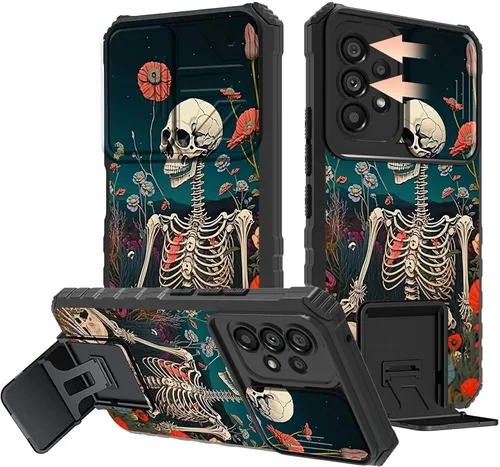 Miniatura 51 de Rossy Funda para Samsung Galaxy S22 Ultra para Samsung S22 Ultra con cubierta deslizante para cámara con función atril, funda híbrida de doble capa