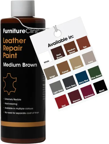 Miniatura 18 de Furniture Clinic Pintura y tinte para reparación de cuero, colorante autosellante para una reparación rápida y fácil del cuero, adecuado para sofás