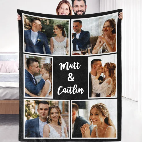 Miniatura 15 de Manta de fotos personalizada de forro polar, suave, cálida, mullida, regalos personalizados para parejas, novio, novia, manta con fotos 4 fotos
