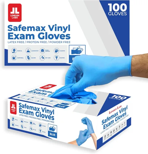 Miniatura 7 de London Labs Guantes de examen de vinilo sintético, sin polvo, sin látex, desechables, ultra fuertes, seguros para alimentos, cuidado de la salud
