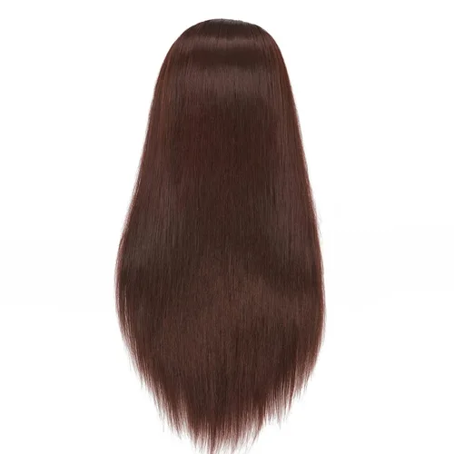 Miniatura 5 de Cabeza de maniquí de 26-28 pulgadas, cabeza de maniquí Yaki de fibra sintética para peluquería y cosmetología, maniquíes, cabeza de práctica