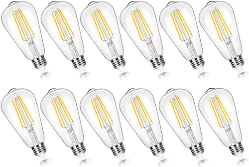 Miniatura 10 de Paquete de 12 bombillas LED Edison ST58 vintage de 7 W equivalentes a 60 W, 850 lúmenes, luz blanca diurna de 5000 K, bombillas de filamento LED