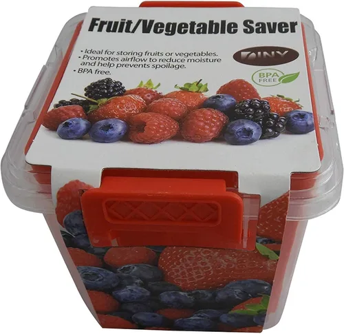 Miniatura 6 de Home & Style Recipiente de almacenamiento de productos con colador, enjuague, escurre y mantiene las frutas frescas, sin BPA, con tapa, ideal