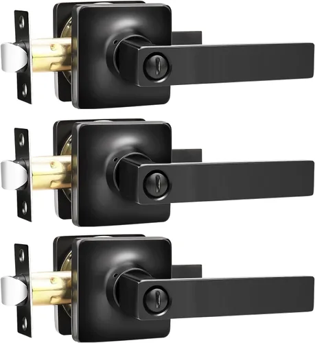 Miniatura 24 de GOBEKOR Paquete de 1 manija de paso, manijas de puerta negras para cerradura de puerta de armario, manija de puerta interior sin llave con cerradura