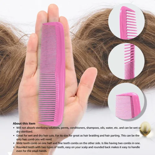 Miniatura 3 de Soft 'N Style Cuidado del cabello, 4 paquetes de peines irrompibles - peine para hombres/peine de dientes finos/peines para cabello Rosa
