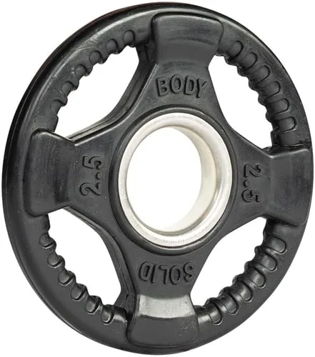 Miniatura 2 de Body-Solid Placa de peso olímpica con revestimiento de goma (1), con agarre antideslizante, perfecta para entrenamiento de fuerza, gimnasio en casa