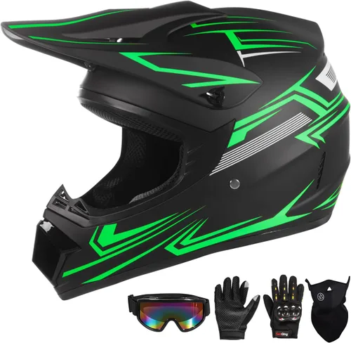 Miniatura 13 de Casco de motocross juvenil para niños, aprobado por el DOT, equipo de seguridad de cara completa para bicicleta de montaña, ATV, motocross