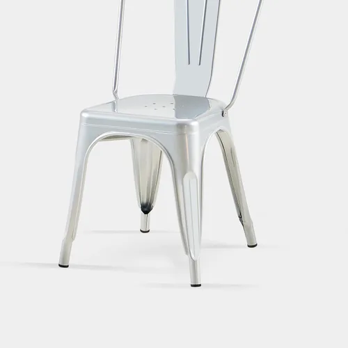 Miniatura 4 de Juego de 2 sillas de comedor industriales de metal de 18 pulgadas de altura de asiento, apilables, para interiores y exteriores, superficie ligera