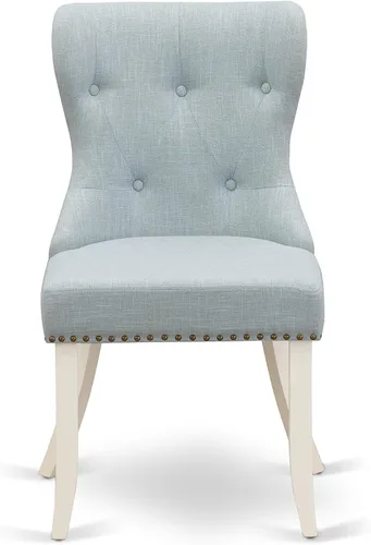 Miniatura 5 de East West Furniture Hartland - Juego de comedor de 3 piezas para espacios pequeños contiene una mesa de comedor redonda con pedestal y 2 sillas