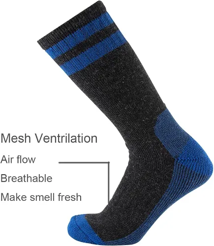Miniatura 4 de CEREBRO Calcetines de lana merino para hombre, calcetines acolchados a media pantorrilla, que absorben la humedad, calcetines de senderismo