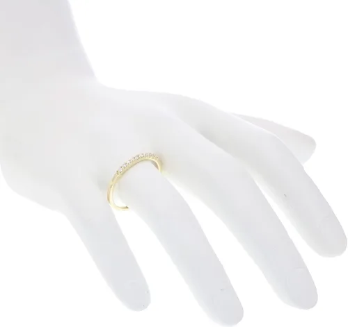 Miniatura 5 de Anillo de aniversario de boda de diamantes pequeños de 110 quilates (ctw) para mujer, anillo de compromiso de diamantes redondos de oro amarillo