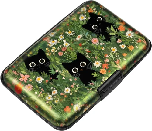 Miniatura 12 de Mini tarjetero para mujeres u hombres, tarjetero delgado con bloqueo RFID, estuche rígido para tarjeta de identificación, tarjetero de viaje, Negro