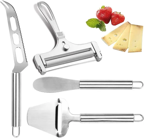 Linwnil Juego de rebanadores de quesos de alambre de acero inoxidable, cortador de queso ajustable para cortar quesos suaves, semiduros y duros