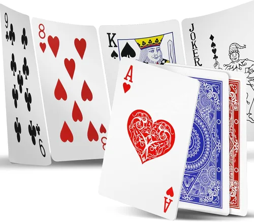 Miniatura 7 de INTEGEAR Juego de cartas de 2 barajas de póquer de plástico impermeable para Texas Holdem Poker Go Fish y más juegos de cartas, índice jumbo de 2.5