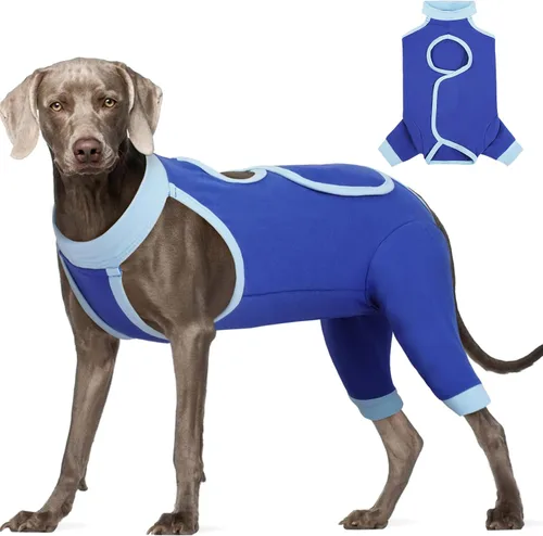 Miniatura 19 de ROZKITCH Manga de pierna para cirugía para perros, piernas traseras, macho y hembra para evitar lamer heridas, codo, rodillera, traje de Azul