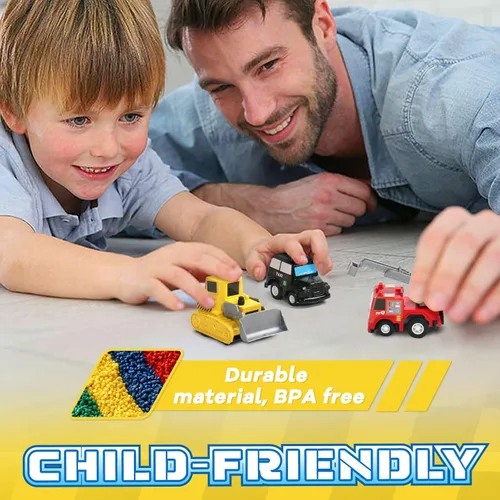 Miniatura 6 de Fajiabao 18 autos de juguete para niños pequeños, mini autos de tracción hacia atrás, camiones, rellenos de piñata para niños, recuerdos de fiesta
