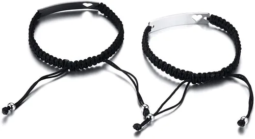 Miniatura 7 de XUANPAI Personalized Handmade Braided Bracelet with Hollow Heart Symbol Adjustable Rope Woven Bangle for Couple