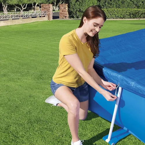Miniatura 8 de Bestway Flowclear - Cubierta rectangular de 8 pies 6 pulgadas x 67 pulgadas para piscinas sobre el suelo, con agujeros de drenaje y cuerdas