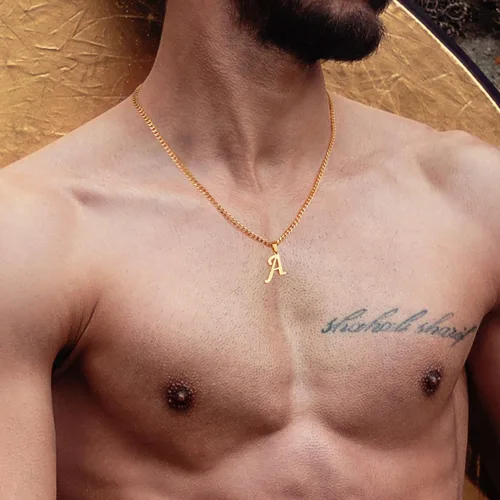 Miniatura 6 de LUXEJEW Collares con inicial de cadena cubana de oro para hombres, dije de letra, collar con inicial para hombres, niños y mujeres, collares