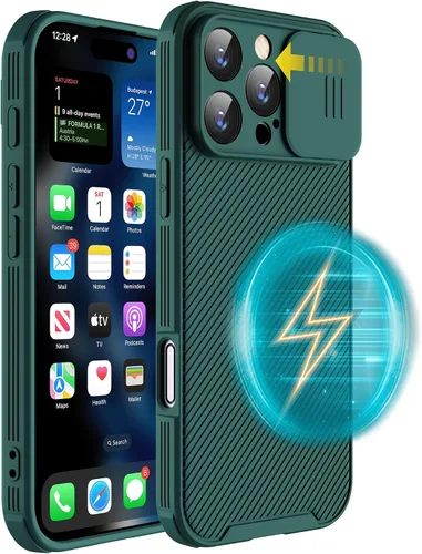 Miniatura 10 de Funda magnética para iPhone 16 Pro Max, funda protectora de cámara para iPhone 16 Pro Max [compatible con carga MagSafe] con cubierta deslizante