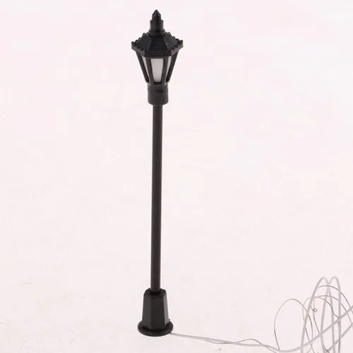Miniatura 4 de Amagogo - 20 luces de calle en miniatura 1/100 3 V HO, tren de ferrocarril, lámpara LED, poste de una sola cabeza, decoración de paisaje de jardín