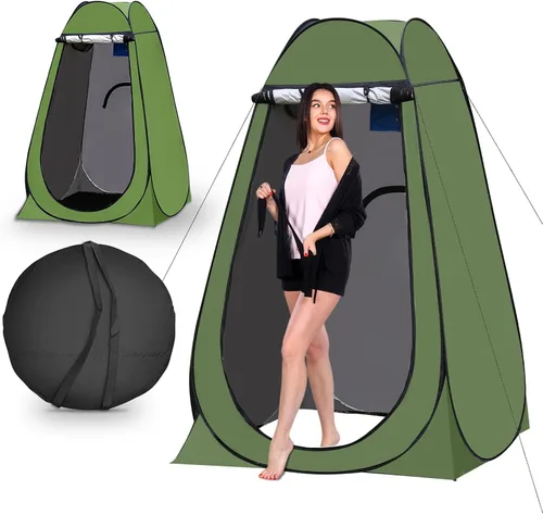 Miniatura 14 de Carpa portátil emergente de privacidad, carpa para baño al aire libre, inodoro, regadera, campamento, espaciosa, para senderismo, playa, pícnic