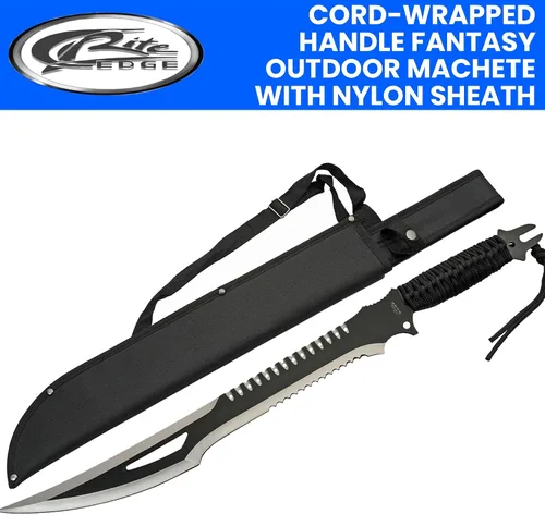 Miniatura 2 de SZCO Supplies 926956 - Machete de fantasía con mango envuelto en cordón de 25 pulgadas con funda de nailon, color negro