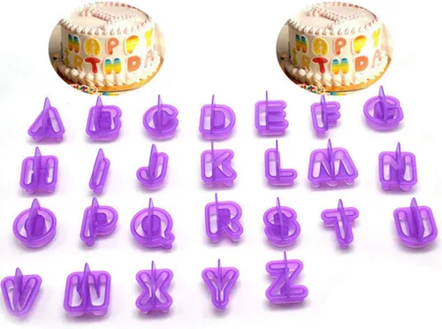 Miniatura 6 de Cortadores de letras de fondant, cortadores del alfabeto, juego de cortador de fondant de letras y números, 40 piezas, moldes de fondants