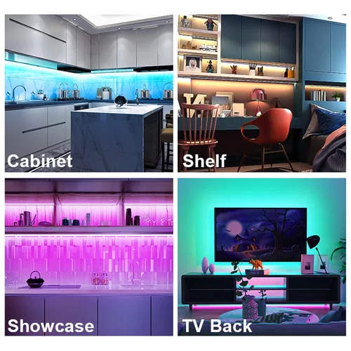 Miniatura 7 de maylit Kit de 6 piezas de iluminación RGB para debajo del gabinete, tira de luces LED con aplicación y control remoto, sincronización de música