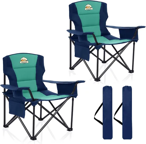 Miniatura 13 de Colegence Sillas de Camping Plegables de Tamaño Grande - Soporte de 450 LBS Silla de Campamento de Servicio Pesado con Cojín Acolchado, Sillas Negro