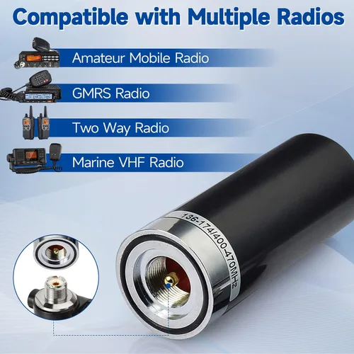 Miniatura 3 de Bingfu Antena de radio móvil de radio móvil de doble banda VHF UHF 136-174MHz 400-470MHz Radio aficionado de perfil bajo PL259 conector macho Antena