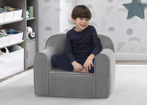 Miniatura 2 de Delta Children Silla Cozee para Niños para Edades de 18 Meses en Adelante, Terciopelo Visón Gris Terciopelo de visón gris