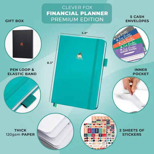 Miniatura 8 de Clever Fox Planificador de presupuesto edición premium, cuaderno de seguimiento de gastos + 5 sobres de efectivo, organizador de presupuesto; libro