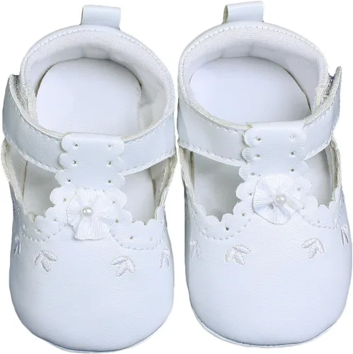 Miniatura 2 de Zapatos de cuna Mary Jane de piel sintética blanca con detalles de perforación