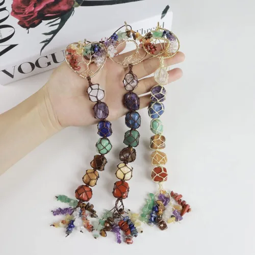 Miniatura 4 de Anjiucc Árbol de la Vida de Cristal Curativo de Piedra de 7 Chakras para Colgar en la Pared Decoración del Hogar Interior, Decoración de Ventana
