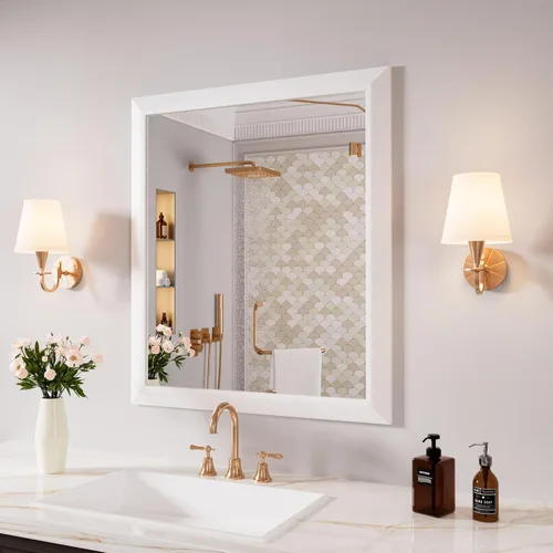 Miniatura 77 de Amorho Espejo de Baño Negro, Espejos de Pared de 24x30 Pulgadas con Marco de Metal Grueso para Sobre el Fregadero, Dormitorio, Sala de Estar