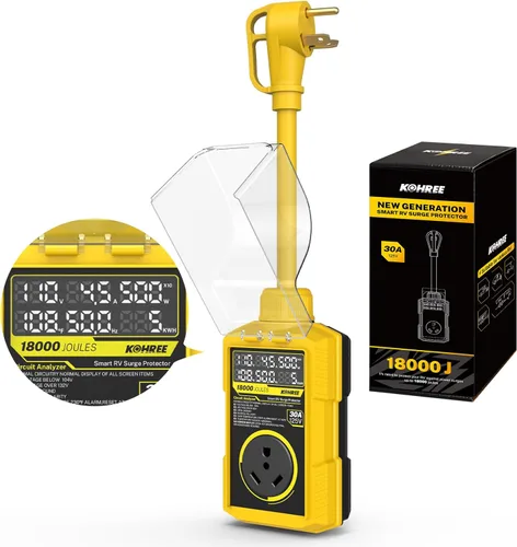 Miniatura 14 de Kohree Protector contra sobretensiones RV de 30 amperios, 18000 julios, protección contra sobretensiones de sobretensión, adaptador de enchufe RV
