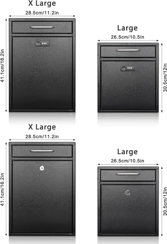 Miniatura 9 de KYODOLED Buzón de pared para exterior, cerradura de combinación, grande, negro Sturdy Steel, Anti-theft Large Drop Box, Ideal for Home, Office