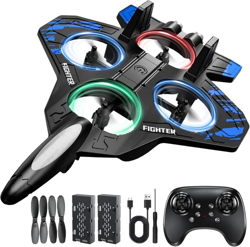 Foam Remote Control Airplanes, RC Planes with Light, RC Airplane Fighter Jet for Kids Adults 8-16, 360° Flip, Stunt Roll, Drones for Kids 8-12,