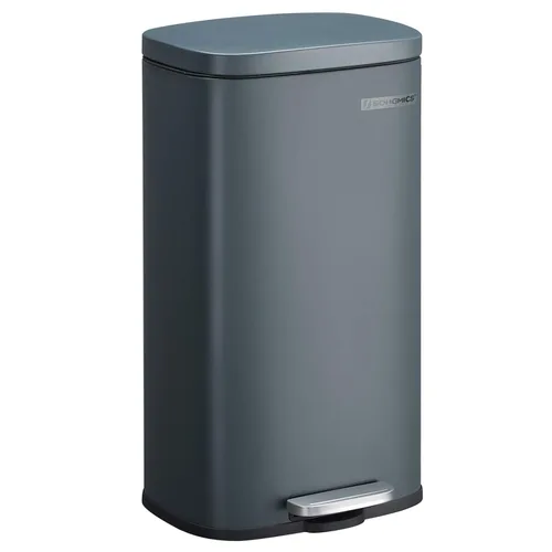 Miniatura 18 de SONGMICS Bote de basura de 13 galones (50 litros), cubo de basura de cocina de acero inoxidable, cubo de basura para reciclaje o basura, cierre Azul