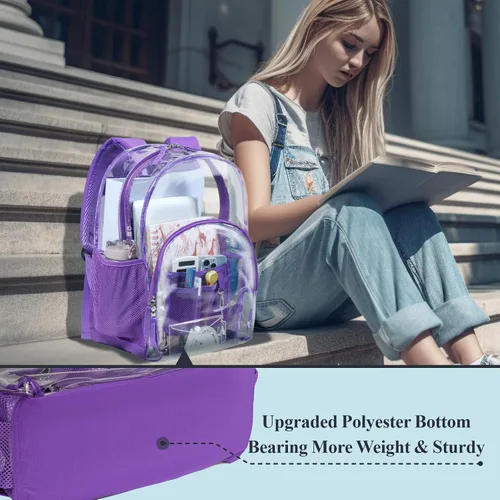 Miniatura 5 de PACKISM Mochila transparente resistente, para estudiantes, escuela, Computadora portátil