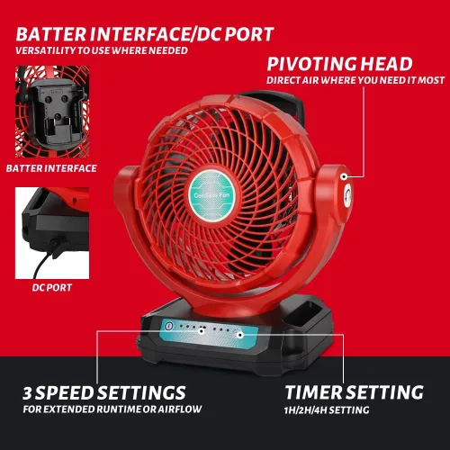 Miniatura 2 de Ventilador inalámbrico para batería Milwaukee de 18 V, ventilador de piso de 14 pulgadas y 3500 CFM, ventilador de campamento a batería para almacén