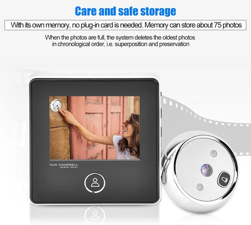Miniatura 3 de Peephole - Timbre de video de 3 pulgadas, pantalla TFT LCD de 120 grados, timbre visual inteligente con cámara de visión nocturna IR de 1MP