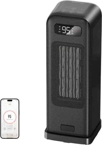 FLANUR Calentadores de espacio para uso en interiores, calentador eléctrico portátil inteligente con termostato, WiFi y control de voz, temporizador
