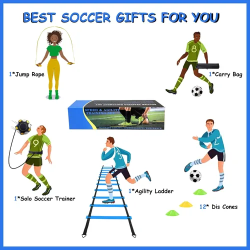 Miniatura 2 de Soccer Agility Training Equipment Set, Soccer Accessories 12 Rung 20Ft Agility Ladder, 12 Disc Cones, Solo Soccer Trainer, Jump Rope - Speed