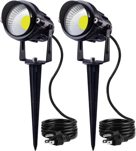 SUNVIE Iluminación LED de paisaje al aire libre, 12 W, luces de graden impermeables, focos LED COB con soporte de púas para lámpara decorativa de