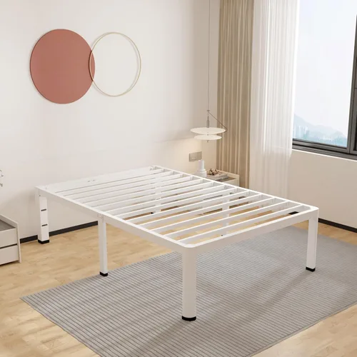 Miniatura 20 de ROIL Marcos de cama de 14 pulgadas con cabecera, tamaño individual XL, con agujeros para cabecero y patas de esquinas redondas, con sujetadores