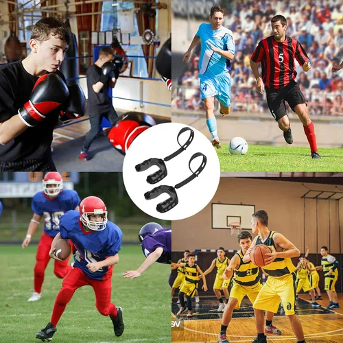Miniatura 7 de Paquete de 2 protectores bucales de fútbol, suave para jóvenes, protector bucal deportivo profesional para boxeo, baloncesto, artes marciales
