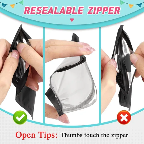 Miniatura 5 de Funfery Paquete de 300 bolsas resellables para almacenamiento de alimentos, bolsas transparentes de Mylar, bolsa de embalaje, comestibles, bolsa a