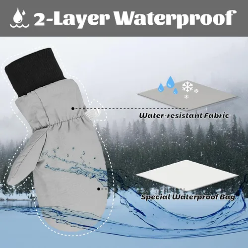 Miniatura 5 de Urban Virgin Guantes de invierno para bebés y niños pequeños, con forro polar, cálidos, impermeables, guantes de nieve para niños y niñas